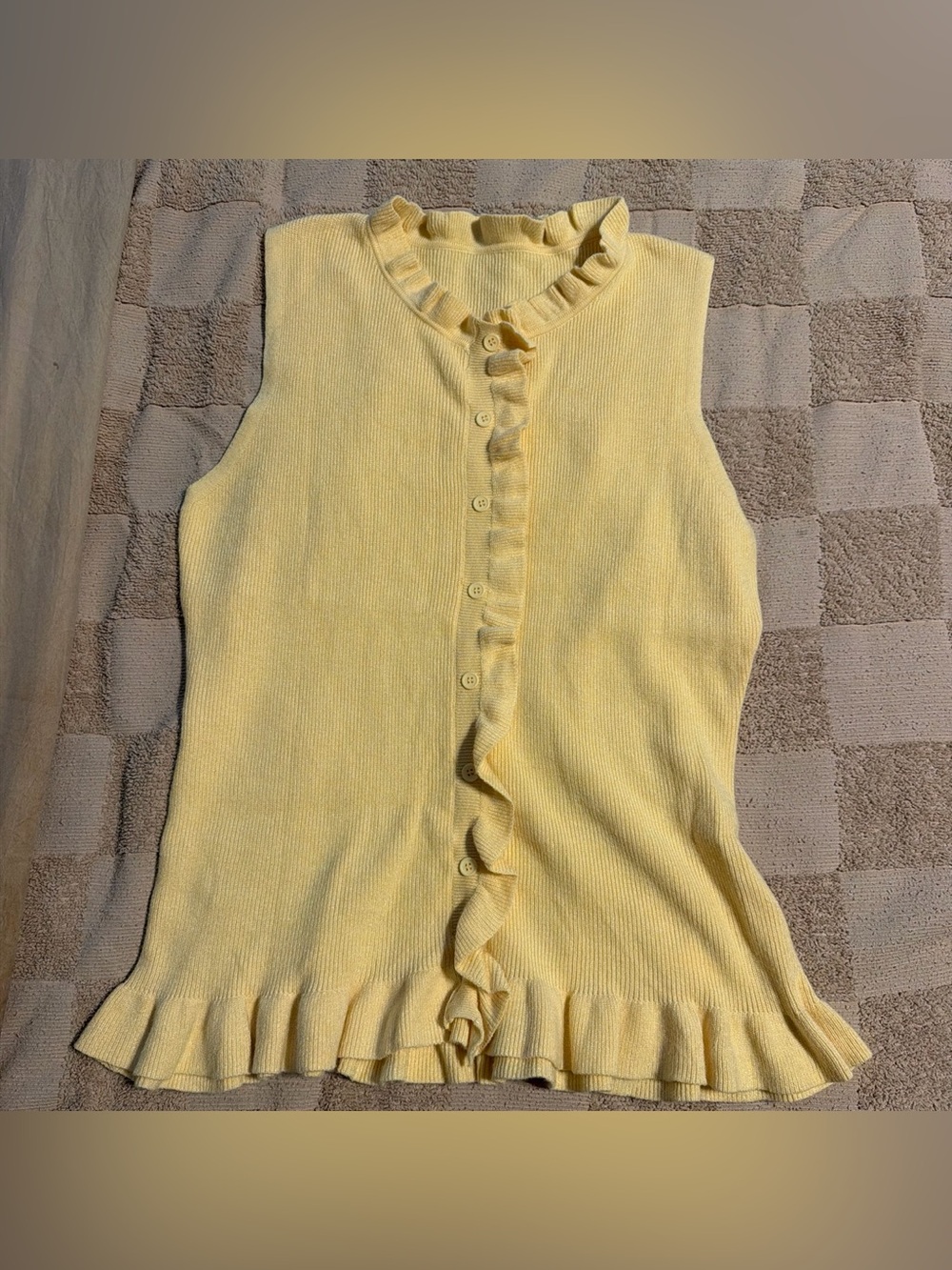 Ruffle-Trim Sleeveless Knit Tank Top - Yellow